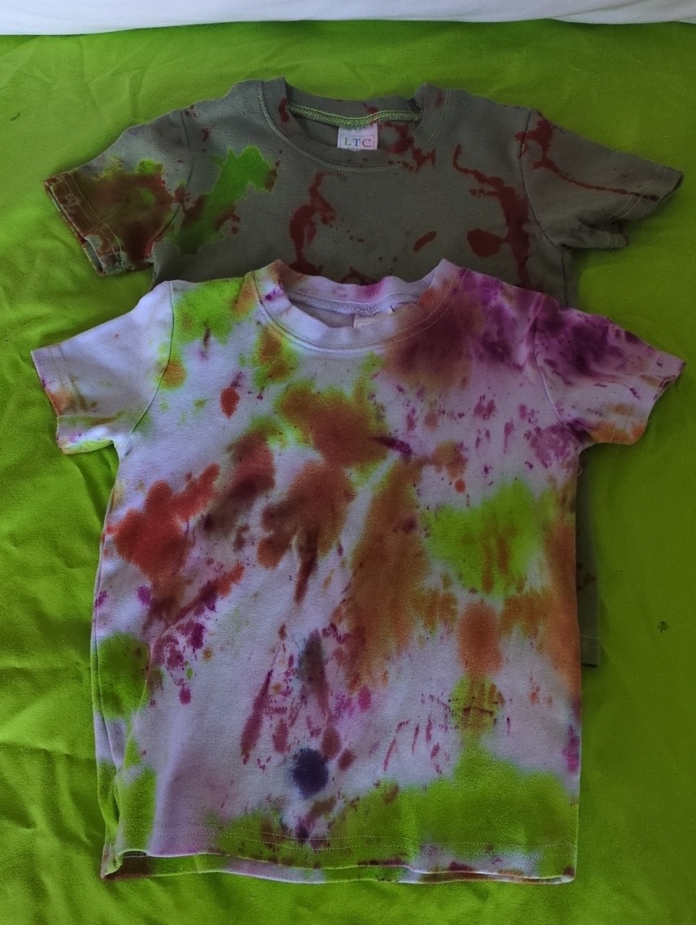 Kids Short Sleeve Tie-Dye Tee - Pink, Green & Orange 5T Girl's